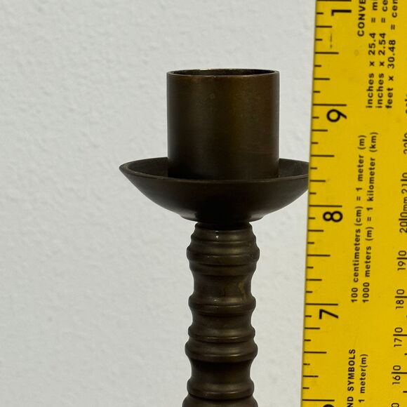Vintage Large Brass Candle Stick Holder with Drip Tray 9.5 inches - Picture 6 of 7